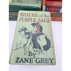 Zane Grey Books Lot of 10 Vintage Hardcover Orange Green Western Equine Decor
